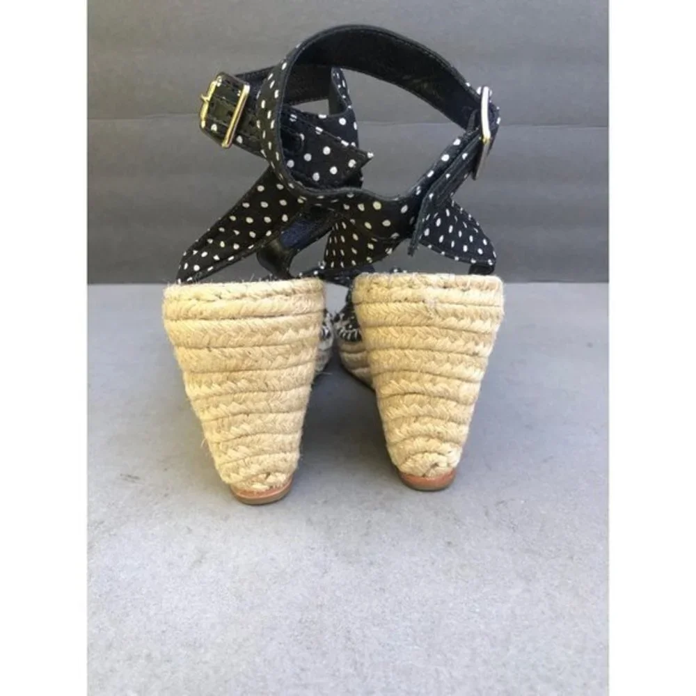 NEW LOEFLER Randal Tessa Espadrille Wedge Polka Dot Sandals size 8.5